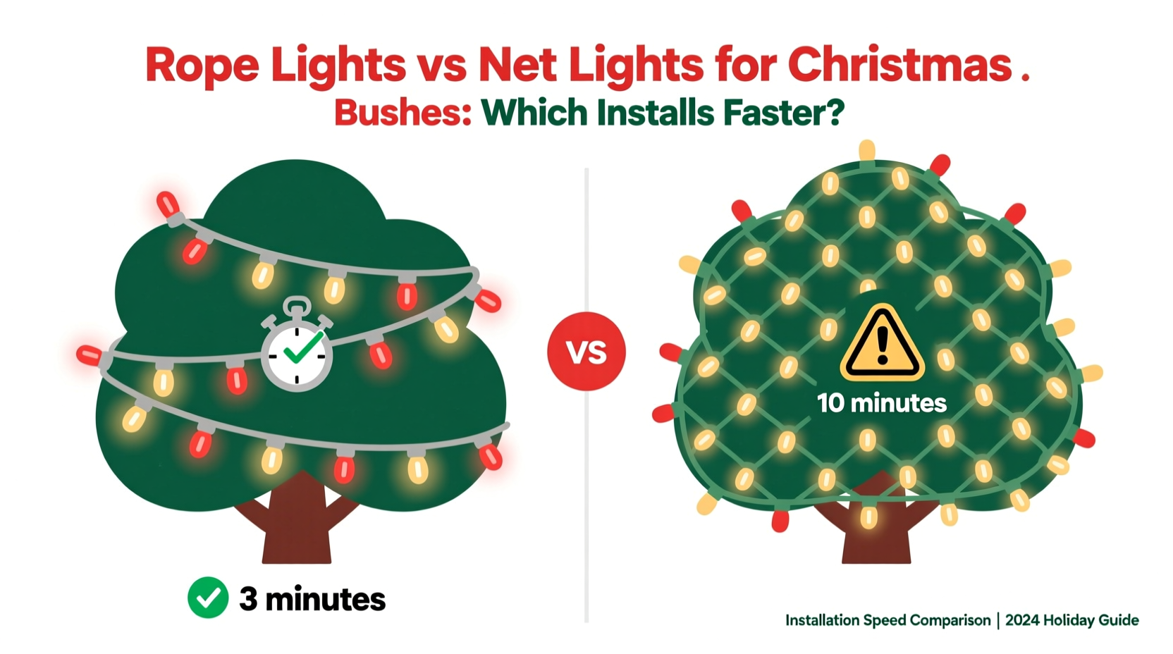 rope lights vs net lights for christmas bushes which installs faster