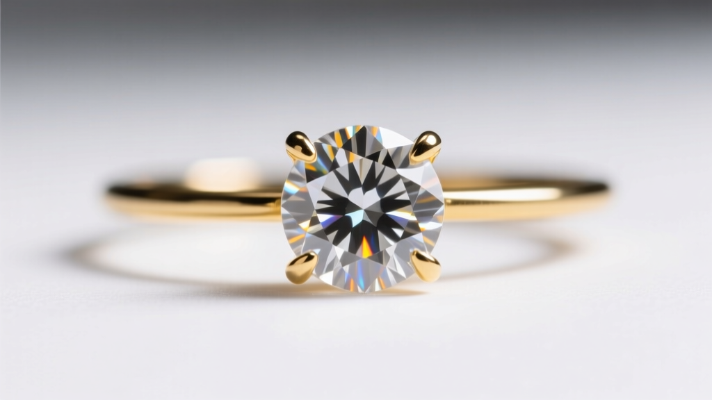 Macro shot of a half-carat diamond secured in a minimal four-prong bezel setting attached to an ultra-thin 14k gold micro-wire.