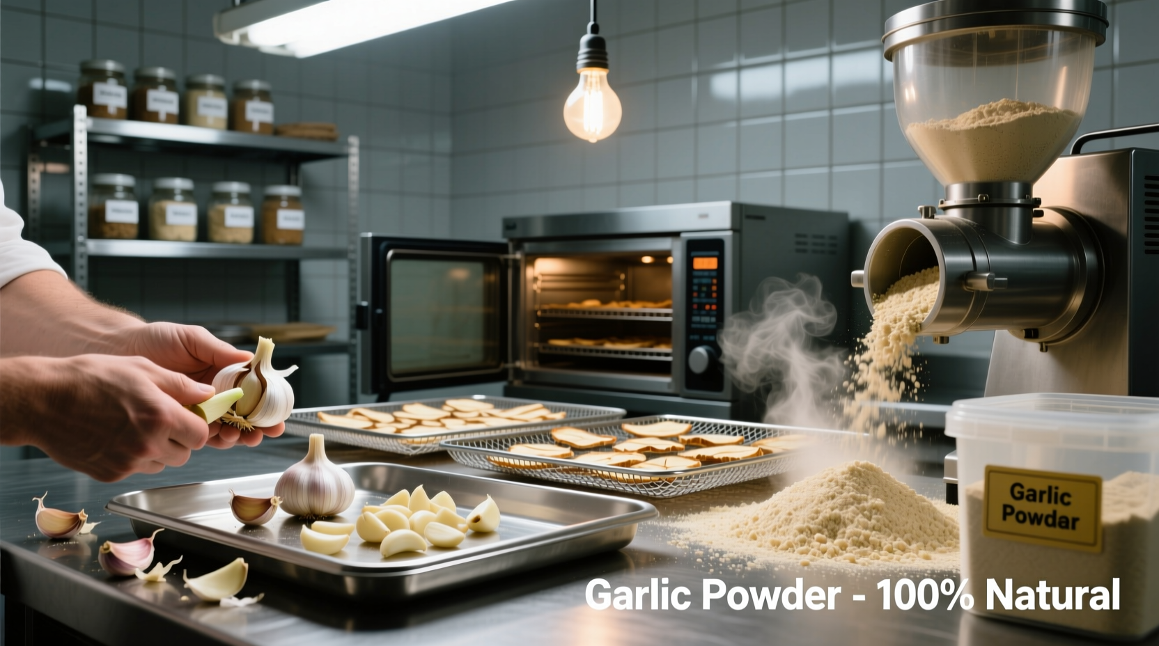 the process behind making garlic powder