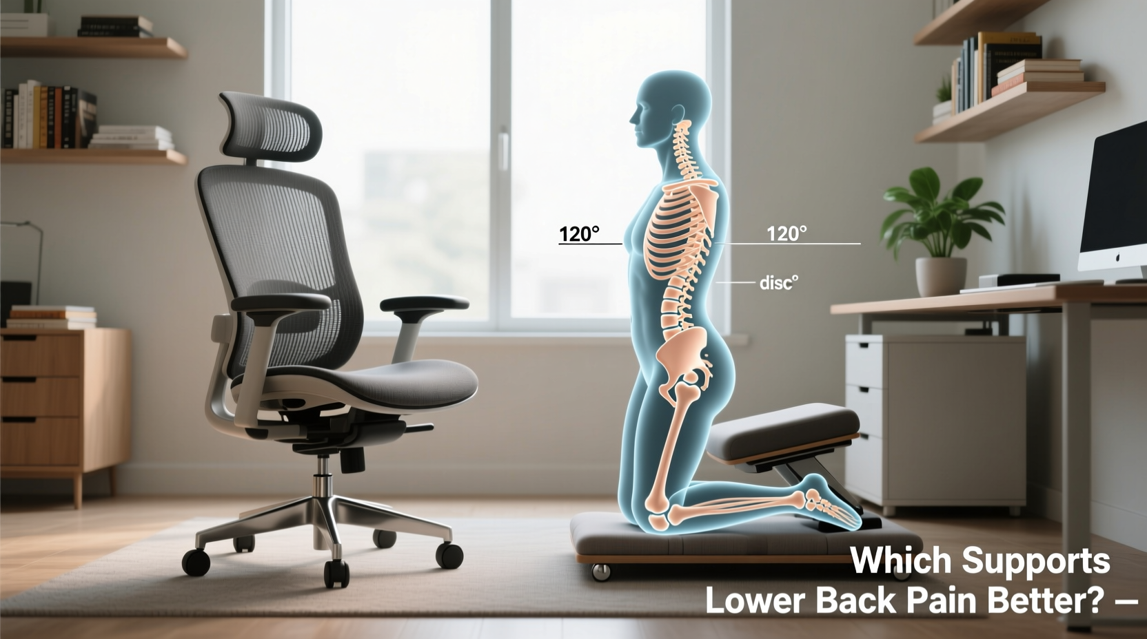 ergonomic office chair vs kneeling chair which supports lower back pain better