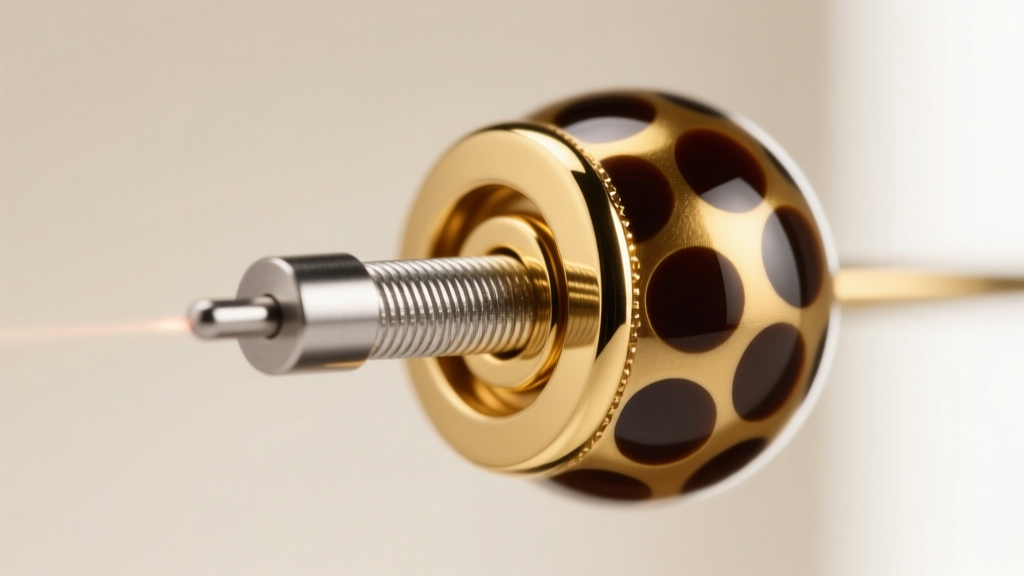 Macro view of ASTM F136 titanium post attached to gold-plated enamel boba earring, highlighting the secure laser solder joint.