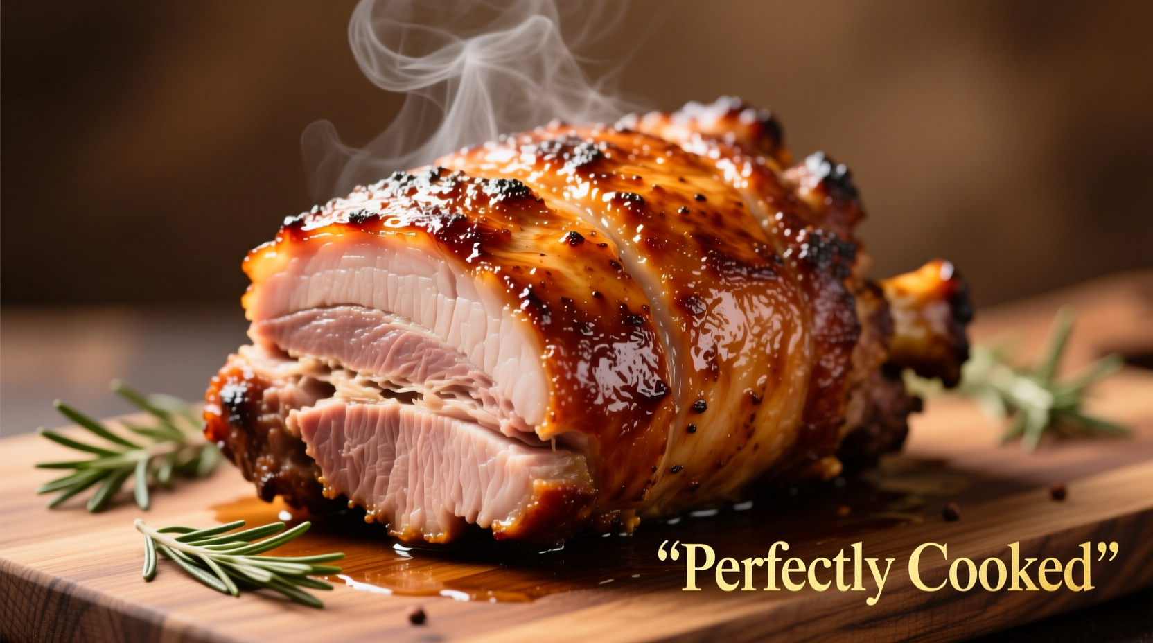 Perfectly cooked pork roast with golden crust