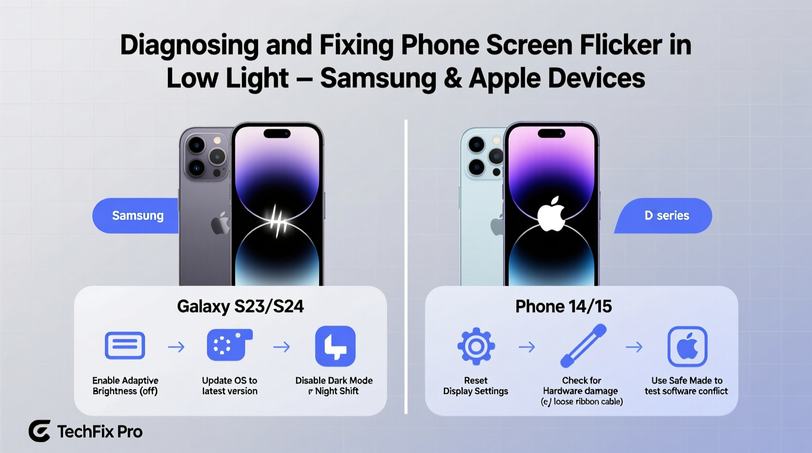 why does my phone screen flicker in low light fixes for samsung and apple devices