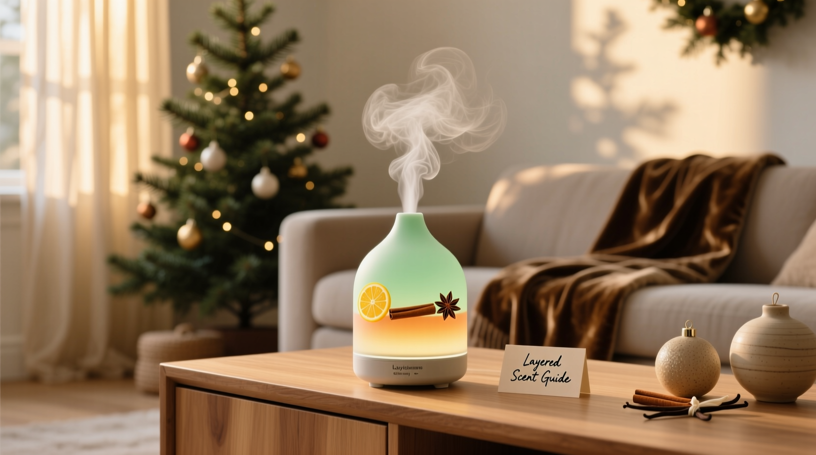 how to layer scents in a christmas diffuser without overwhelming the room