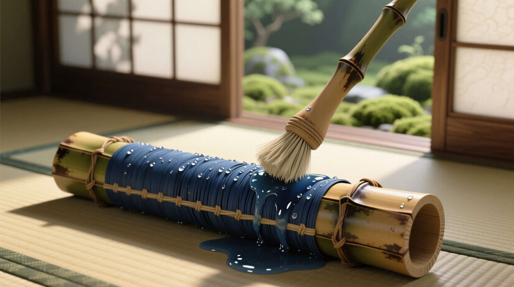 eco friendly cleaning for indigo stained bamboo scroll holders
