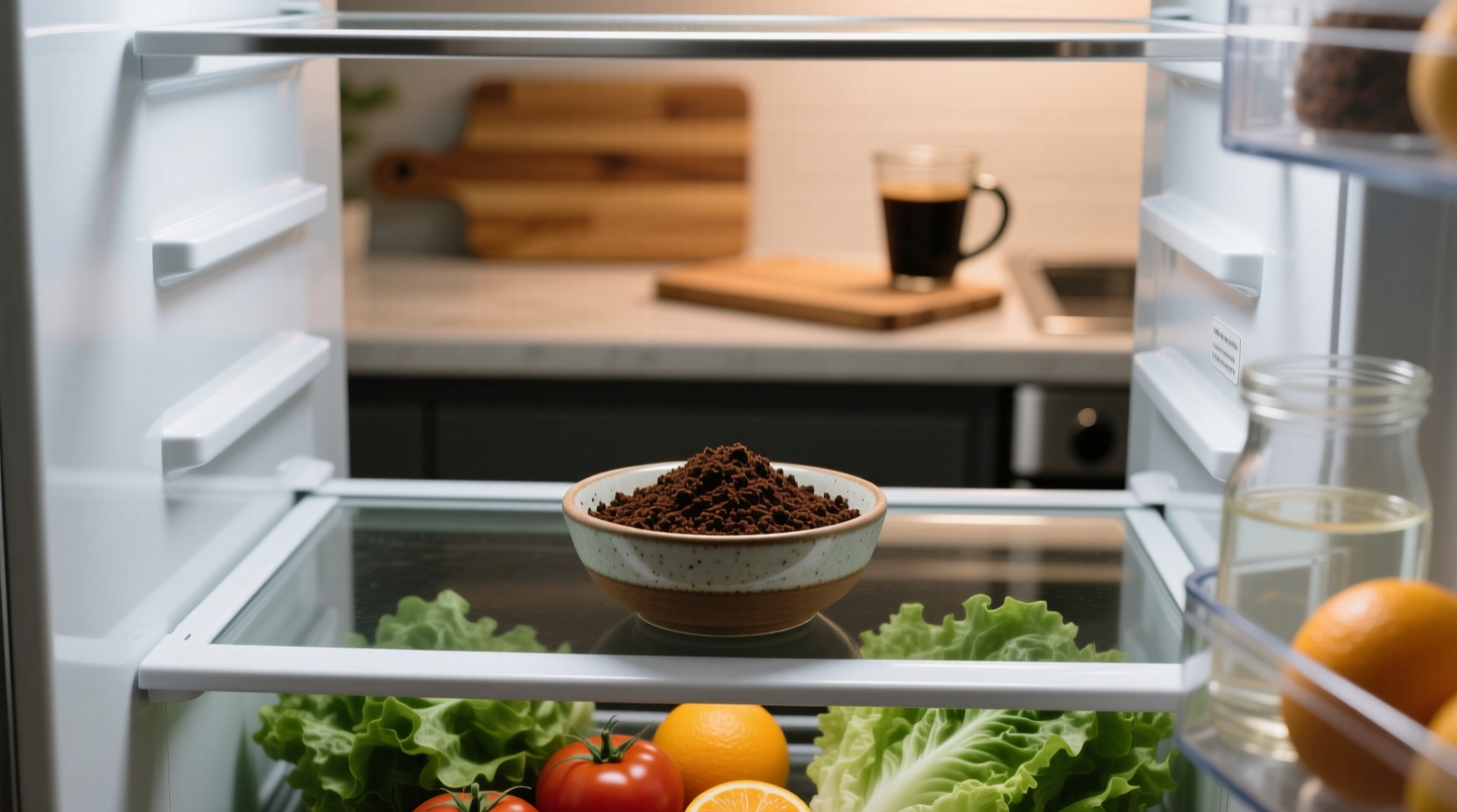 cold brew grounds as fridge deodorizer