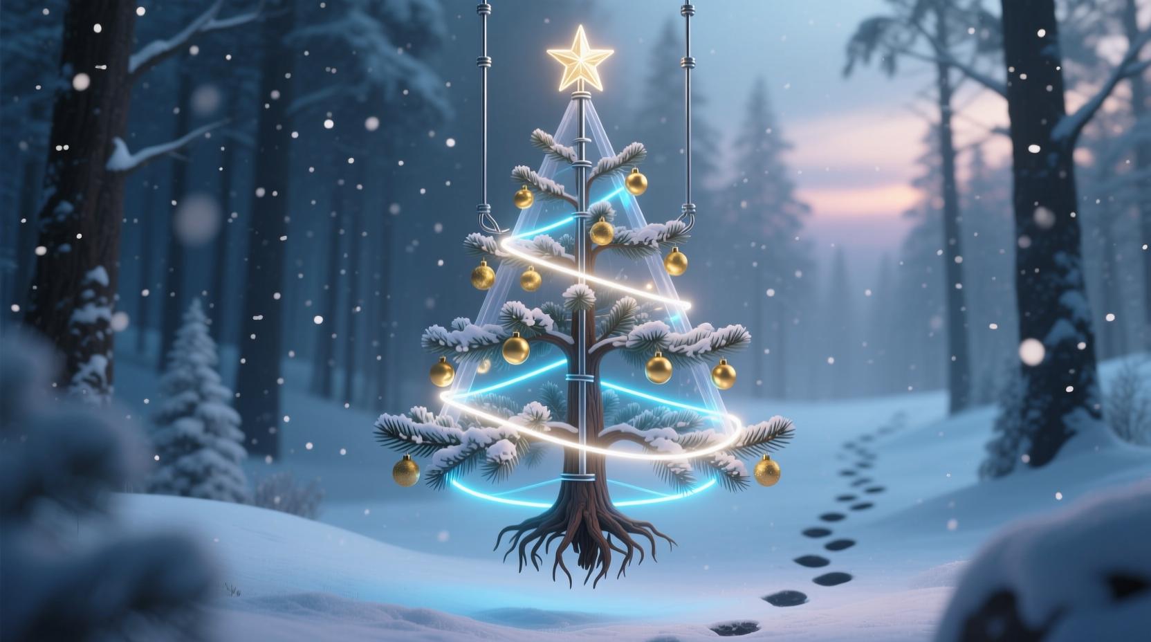 how to make a floating illusion christmas tree with hidden supports and lights