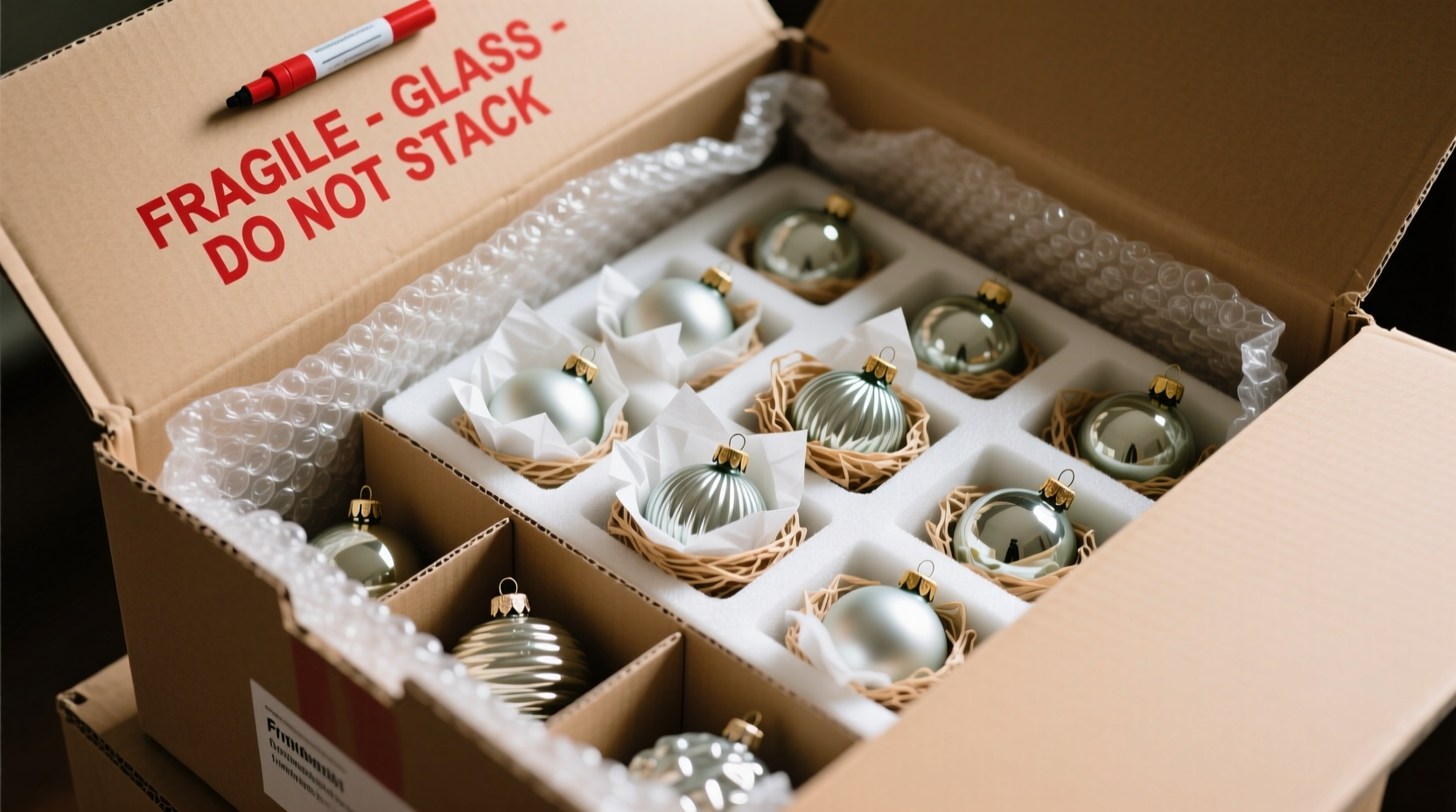 how to store delicate glass ornaments in moving boxes without breakage