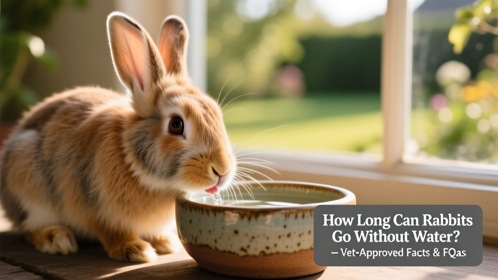 Close-up of a healthy rabbit drinking from a ceramic water bowl