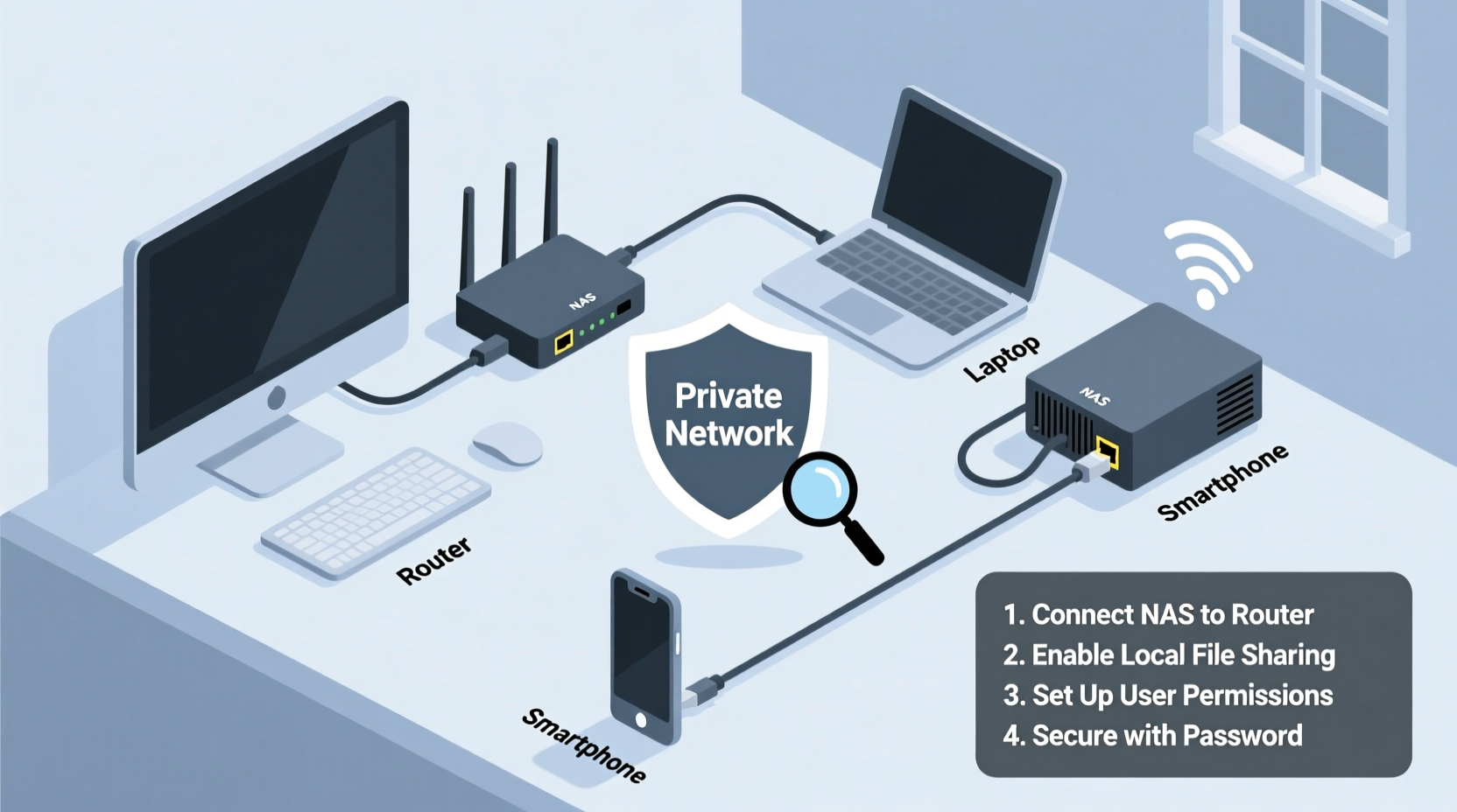 how to create a private local network for file sharing at home