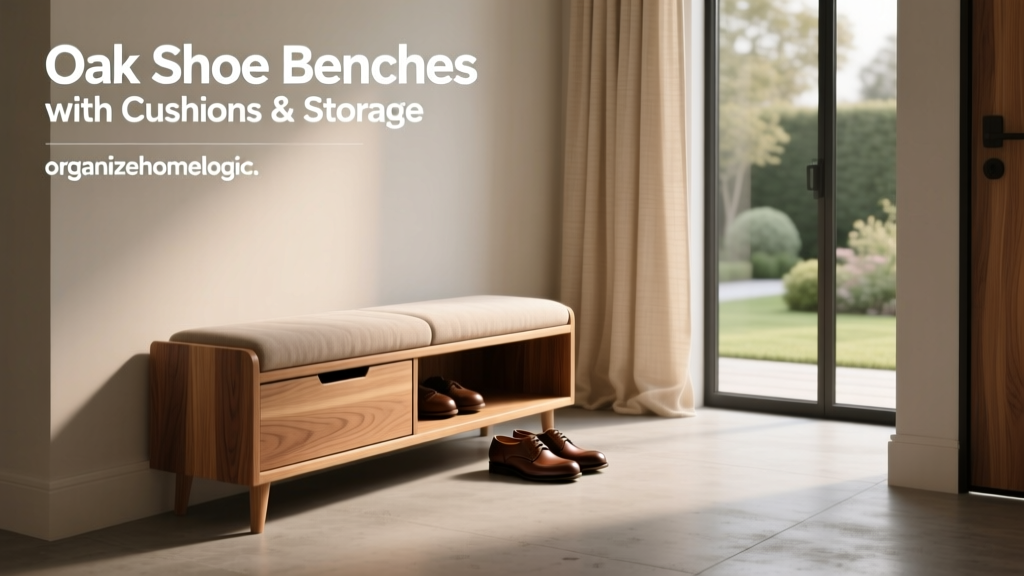 Oak Shoe Benches with Cushions & Storage