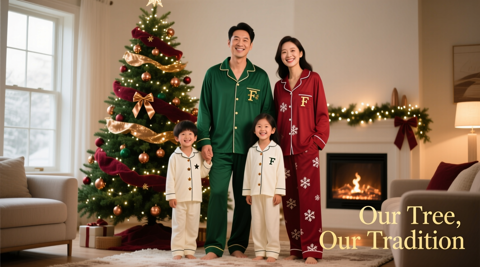 how to coordinate family matching pajamas with your tree color scheme