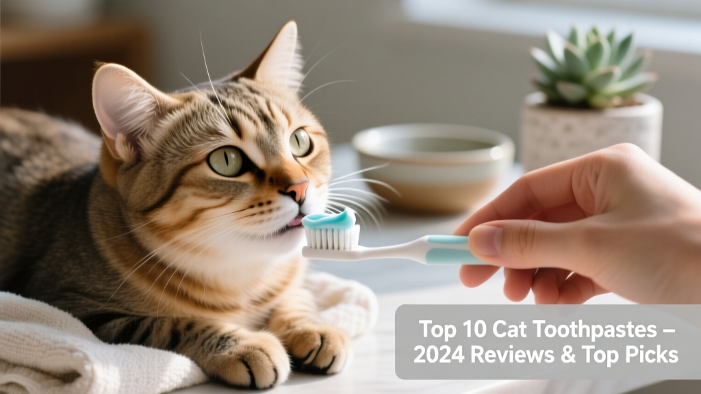 Close-up of a gentle cat toothbrushing session with a calm feline and a small dab of toothpaste on the brush