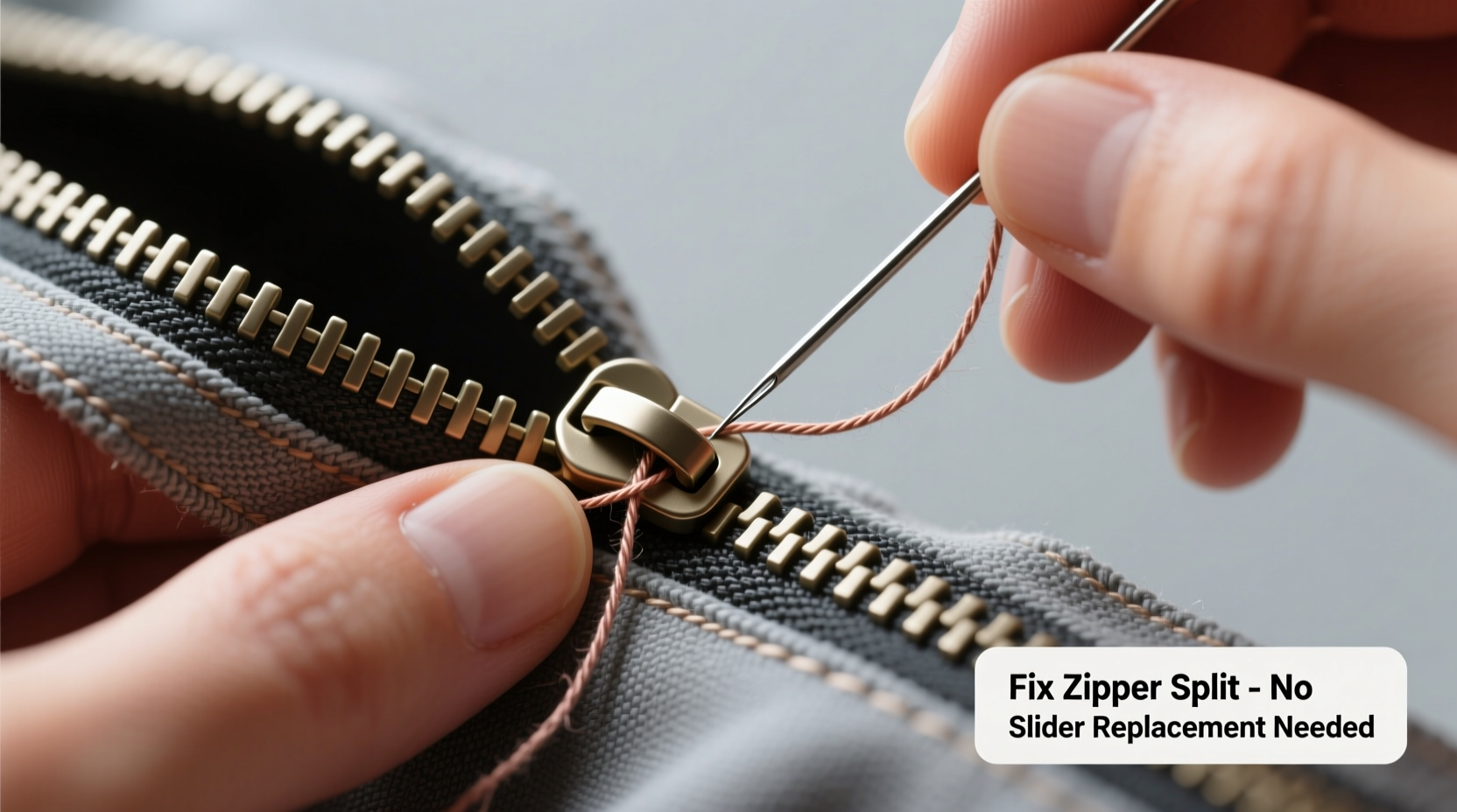 how to fix a zipper that splits without replacing the slider