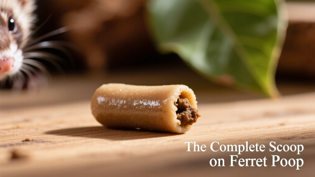 Close-up of normal ferret feces: smooth, tubular, light tan to brown in color