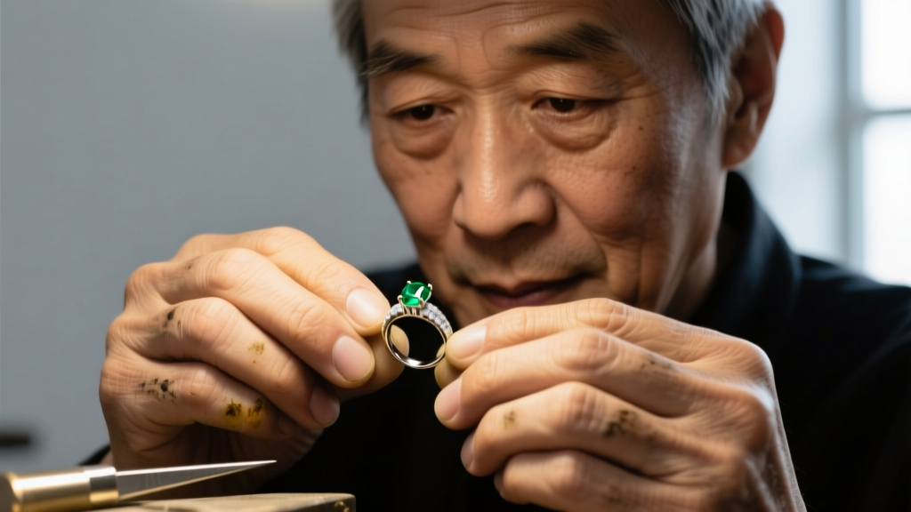 Close-up of a jeweler's loupe examining the Tete de Minerve hallmark stamped on the omega clip of a French silver earring