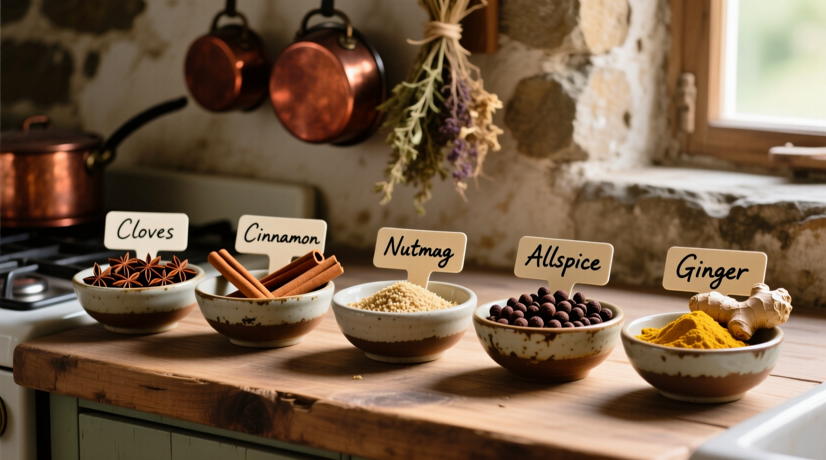 Hausgemischte Allspice-Ersatzstoffe in kleinen Schüsseln