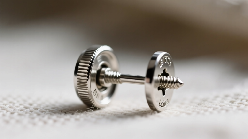 Close-up of a vintage silver-plated screw-back earring mechanism, revealing the adjustable tension pad and threaded metal post