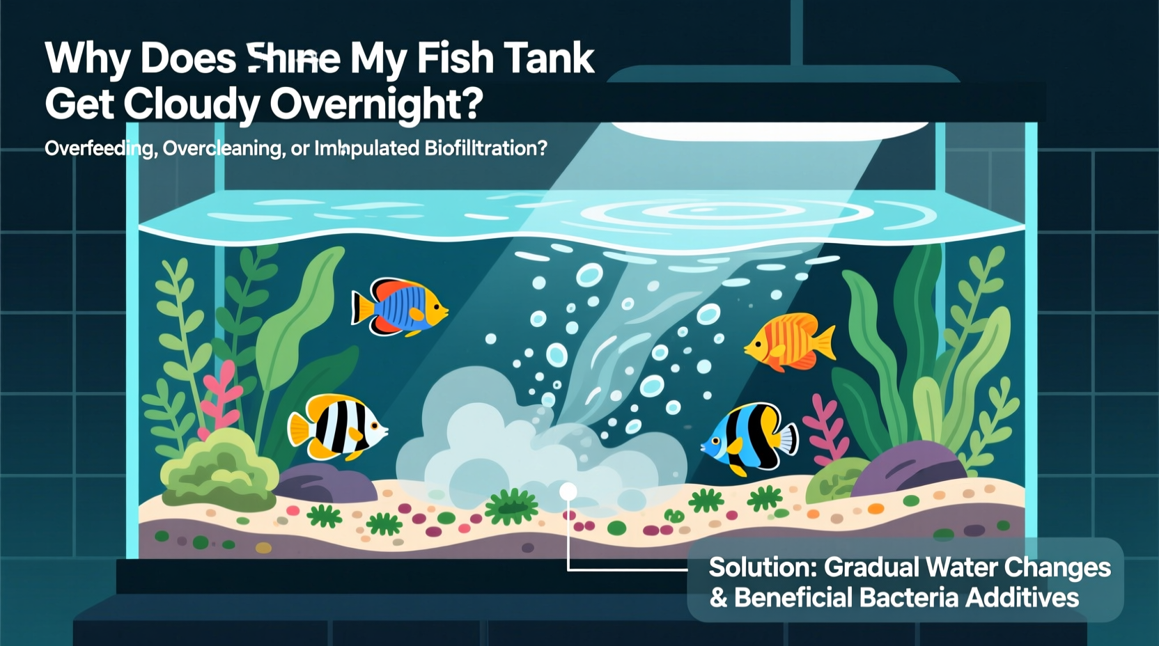 why does my fish tank get cloudy overnight water change schedule