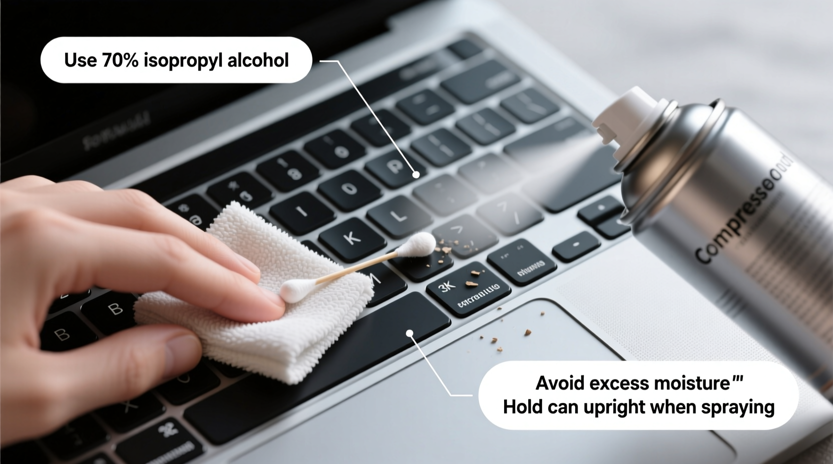 how to clean your laptop keyboard without popping off keys