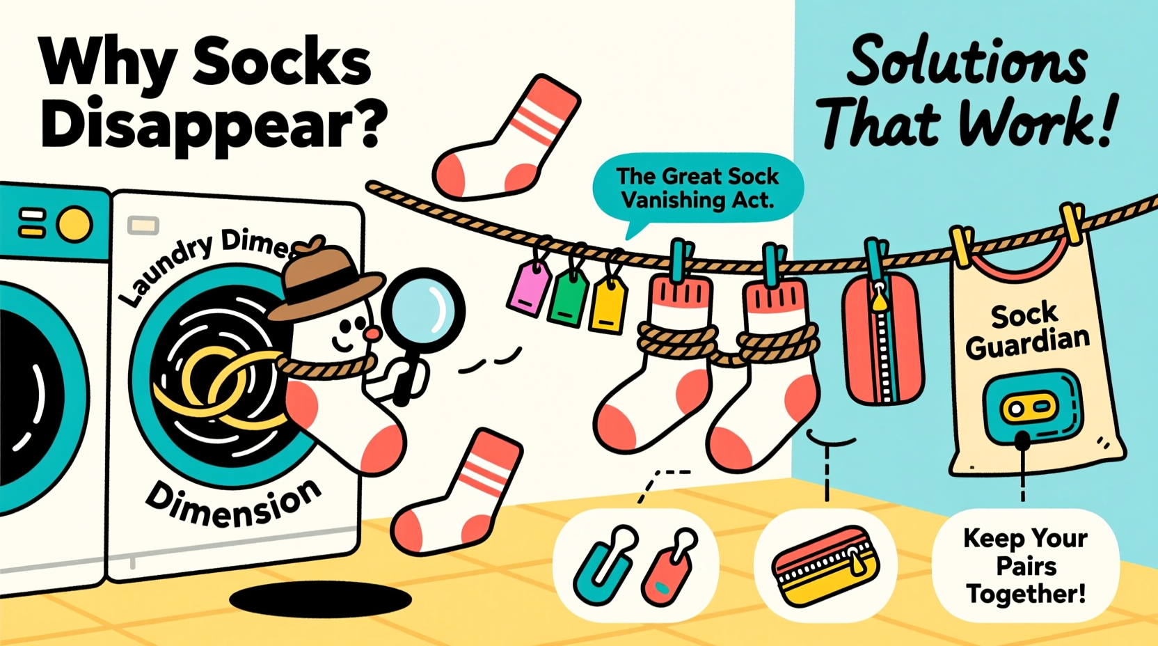 why do socks disappear in the laundry and clever ways to keep pairs together