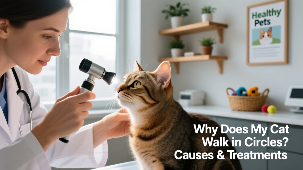 Veterinarian gently examining a cat’s ear with an otoscope during a routine checkup