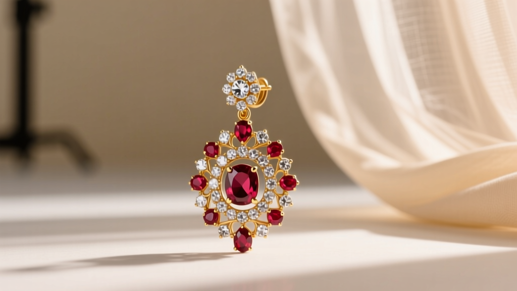 Macro photography of a polki earring