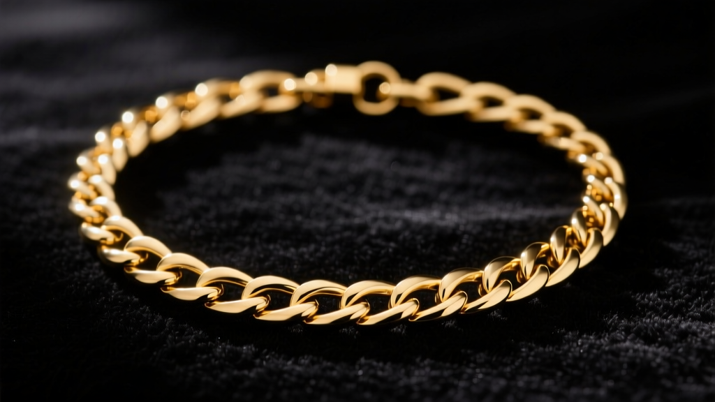 Flat-lay of a thick gold vermeil Figaro chain necklace on dark velvet, highlighting intricate link patterns and a warm gold tone