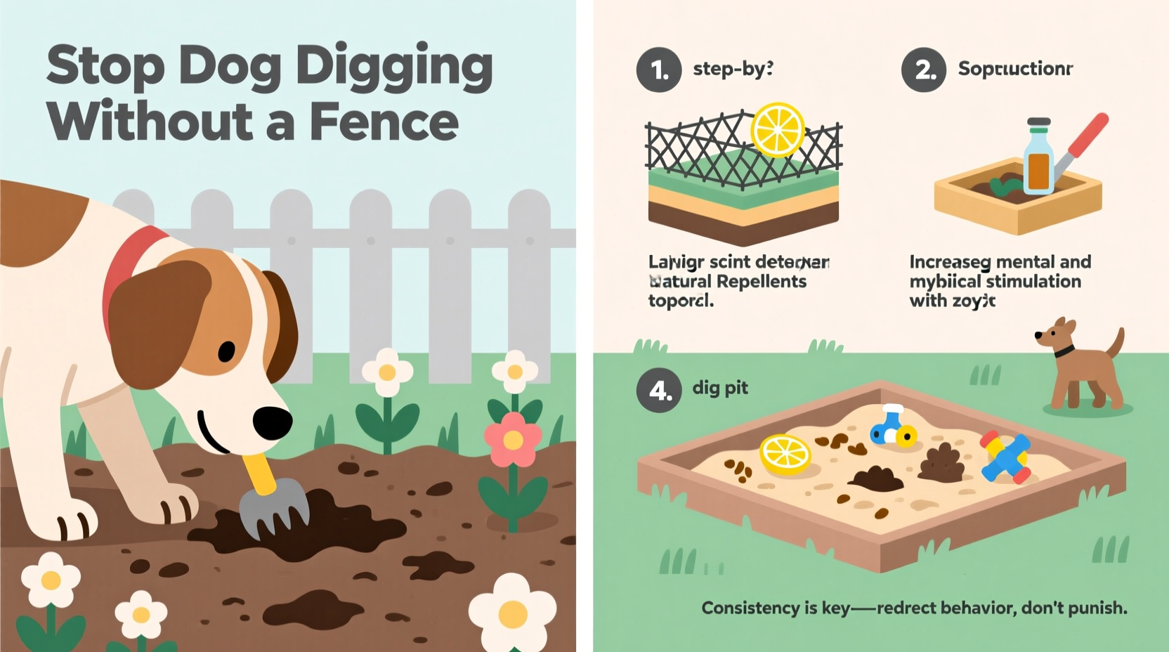 how to stop dogs from digging in flower beds without a fence