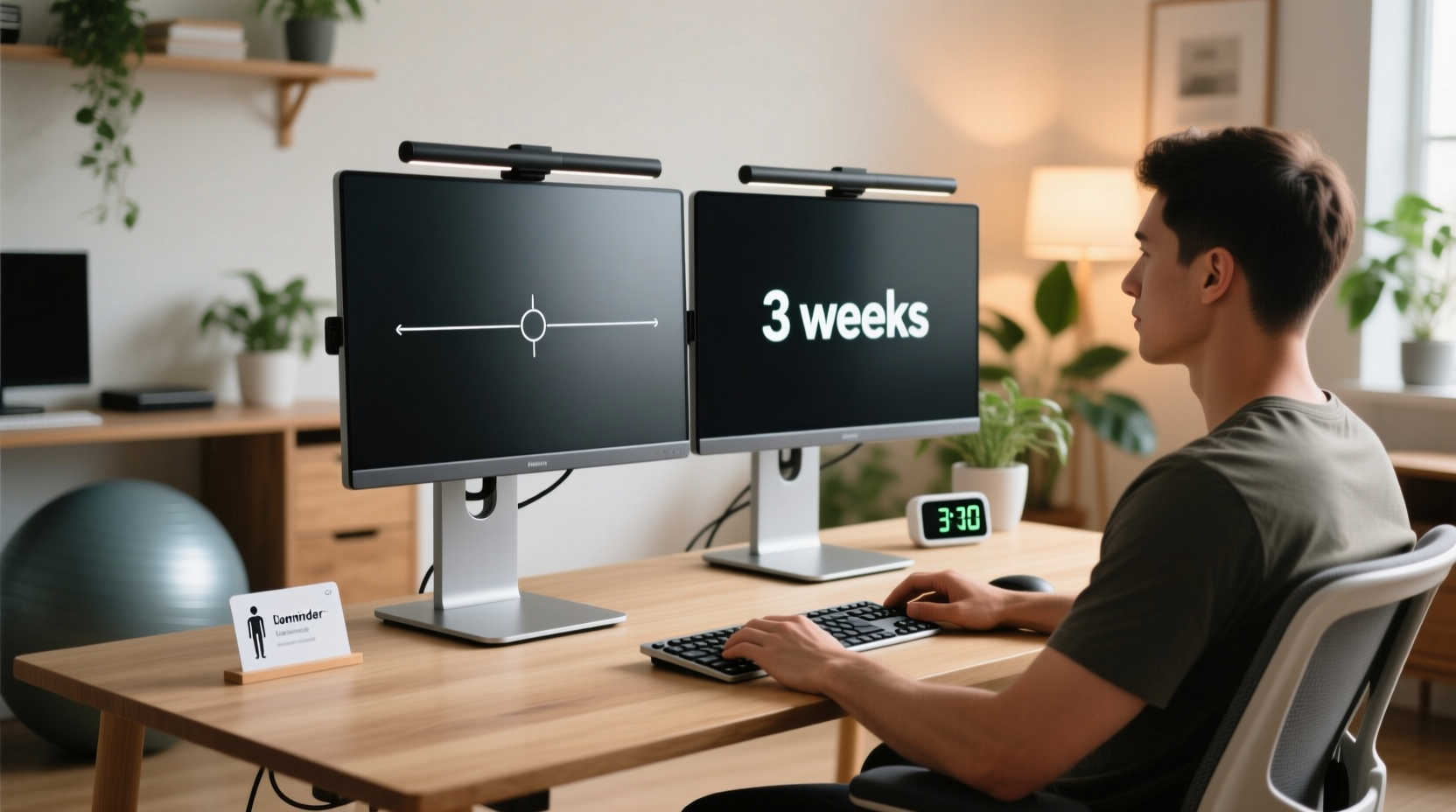 Dual Monitor Stand for Back Pain Relief