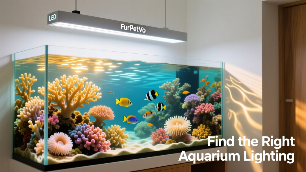 Modern FurPetVo LED fixture mounted above a thriving coral reef aquarium with shimmering light patterns