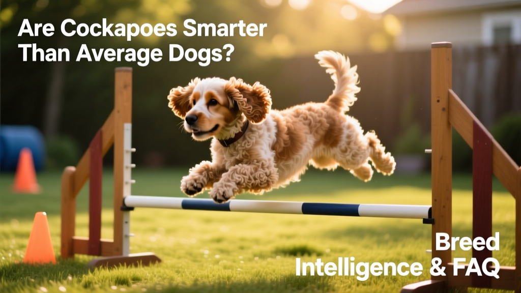 A Cockapoo confidently completing a simple agility obstacle during training