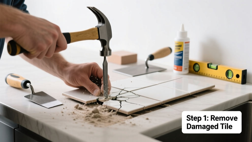 How to Fix a Cracked Tile in the Kitchen