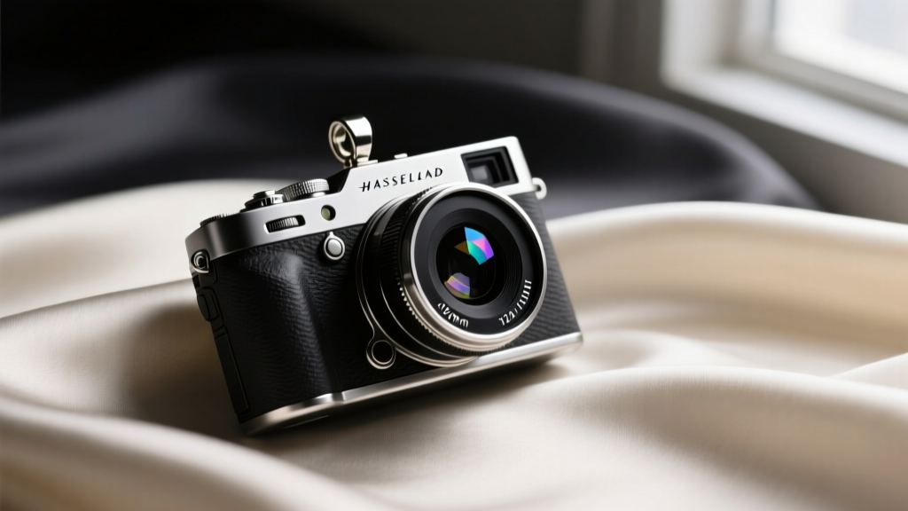 A sleek matte-black stainless steel pendant camera resting on silk, with a 12mm lens disguised as a polished dark onyx gemstone.