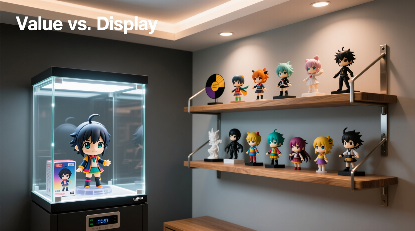 anime figure display cases vs open shelves protecting value while showing off