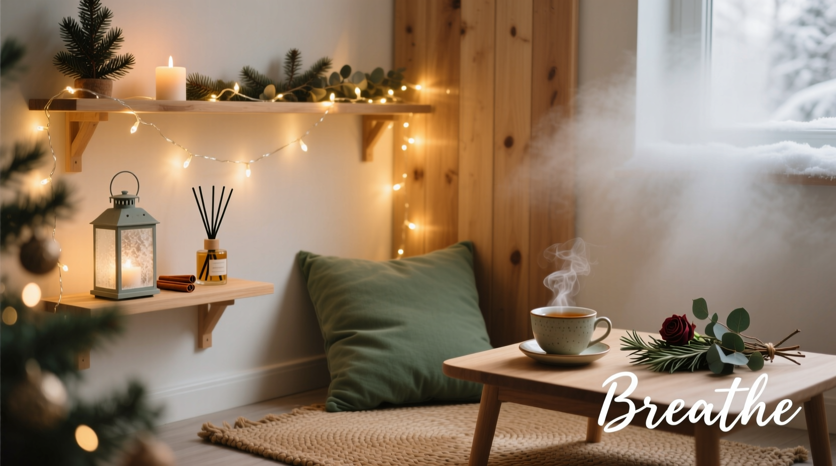 how to create a mindfulness corner with soft christmas lighting and scents
