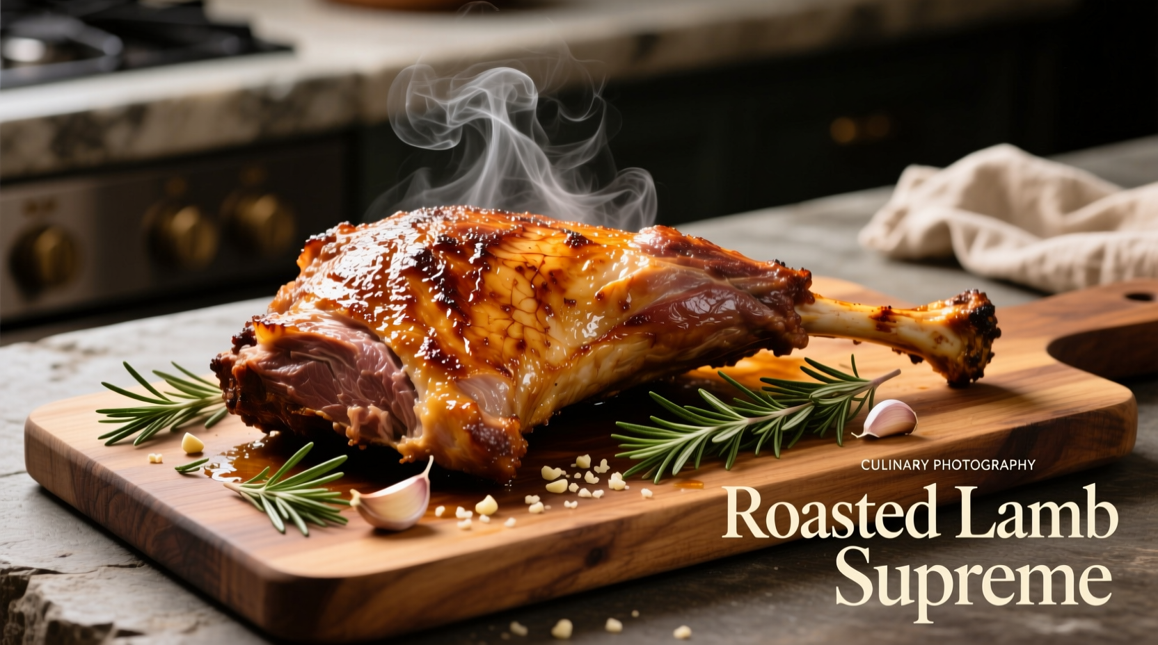 Perfectly roasted leg of lamb with rosemary and garlic