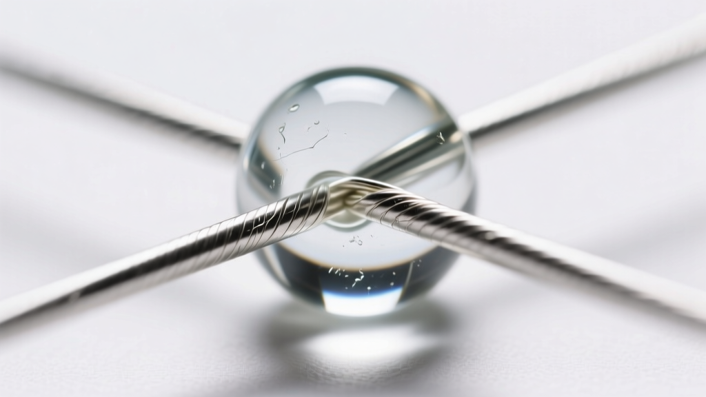 Macro view of 20-gauge sterling silver wire passing through a 1mm glass bead hole, showing exact clearance and metallic texture