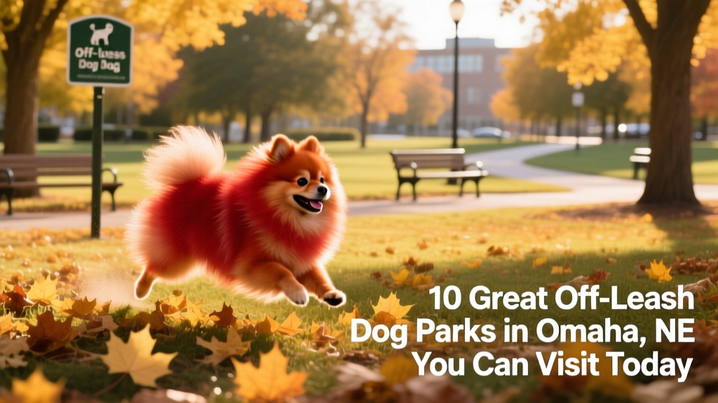red fluffy pomeranian dog in the autumn park