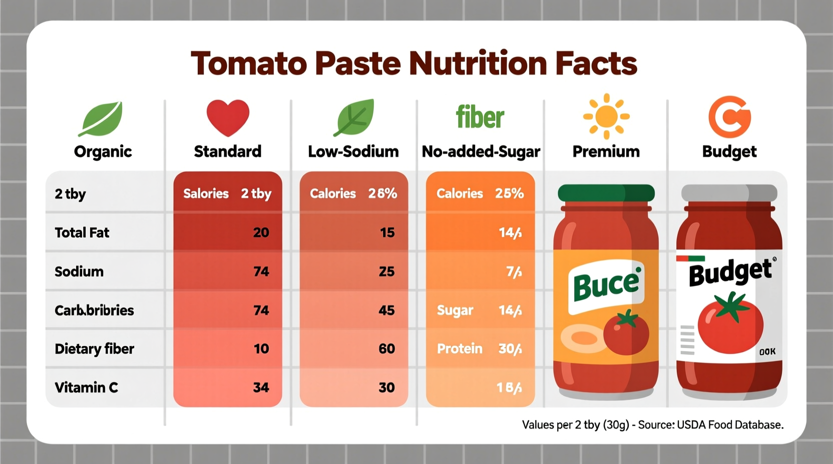 Tomato paste nutrition facts comparison chart