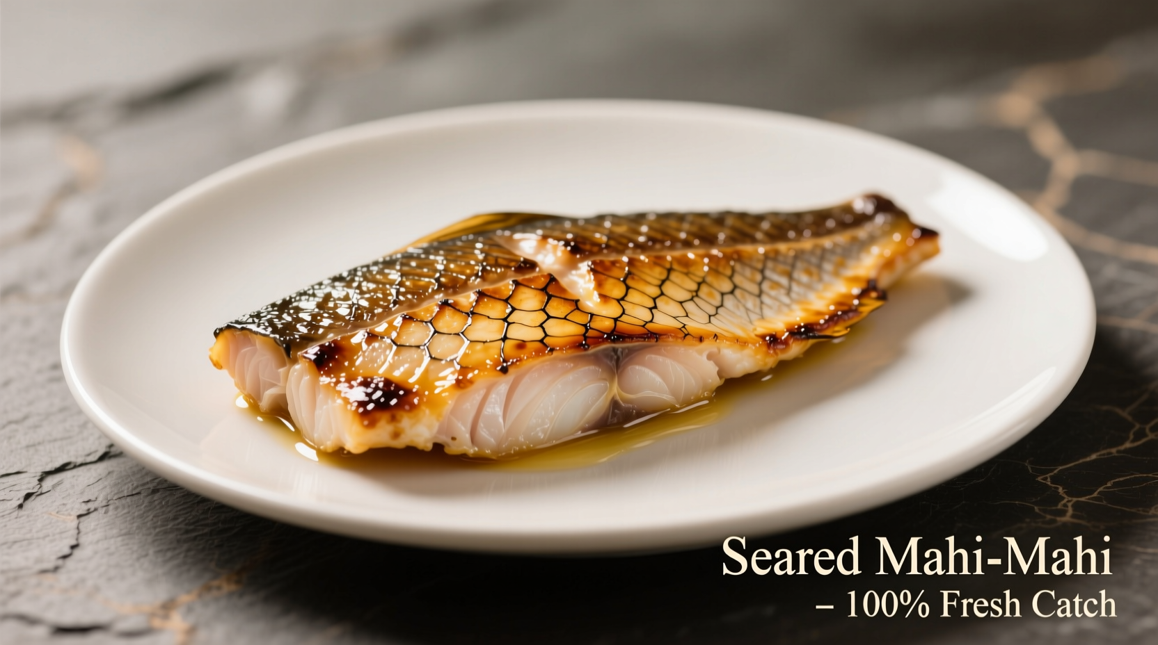 Perfectly seared mahi mahi fillet with golden crust