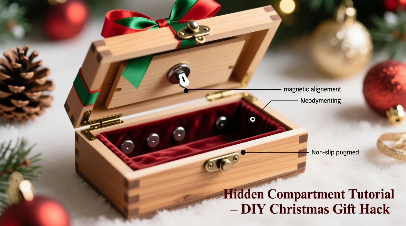 how to create a hidden compartment in a christmas gift box using magnets