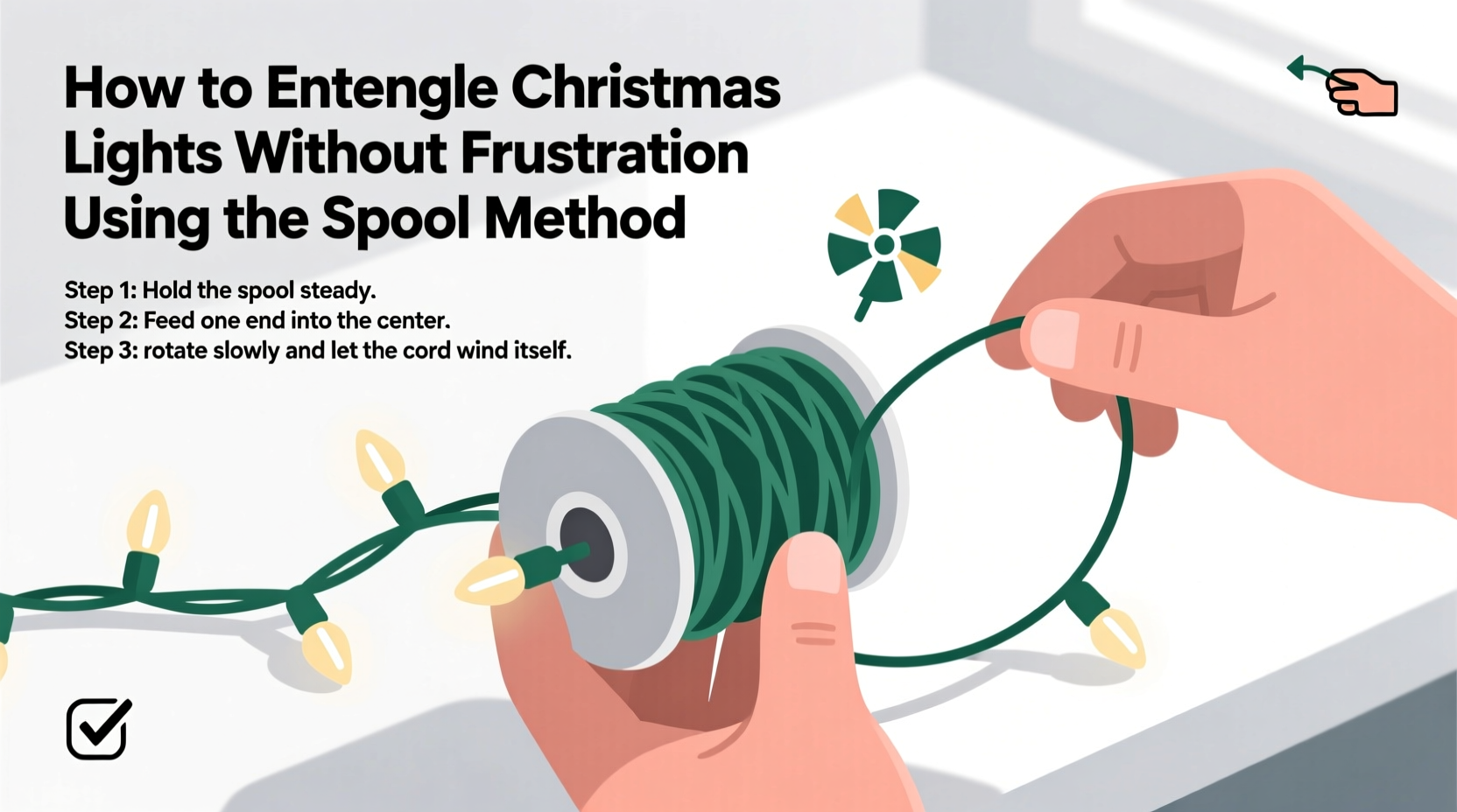 how to untangle christmas lights without frustration using the spool method