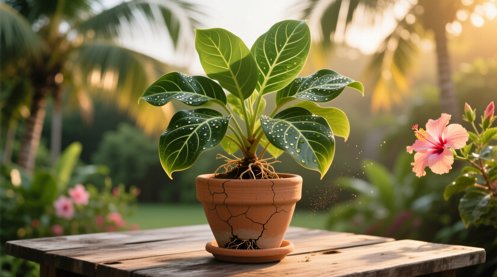 tropical plant in pot