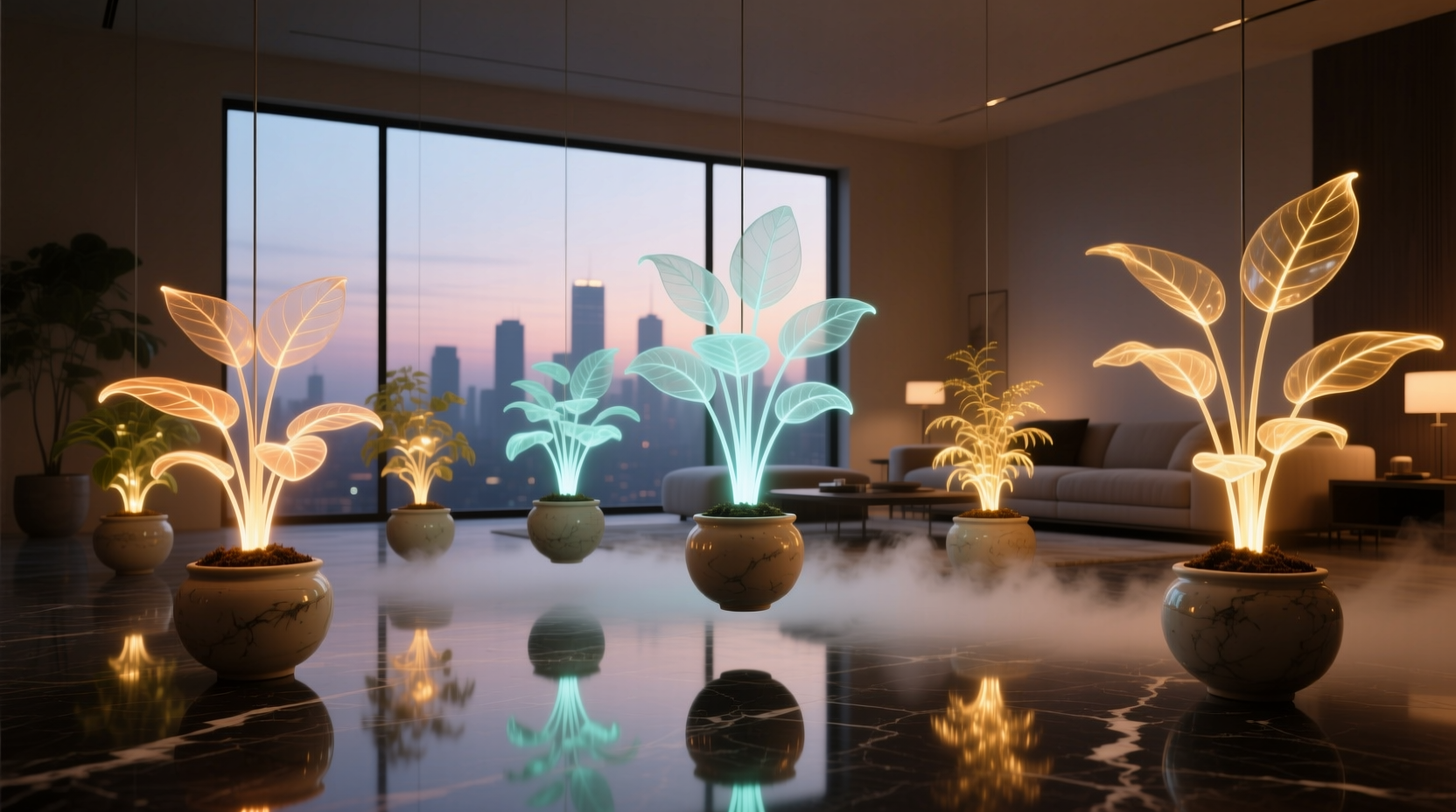 lighted floor plants