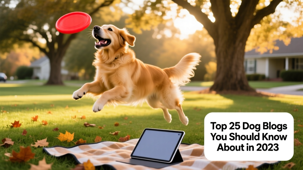 A joyful golden retriever playing fetch in a sunlit park
