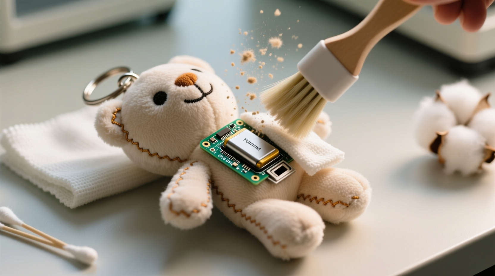 how to clean plushie keychains with electronics safely