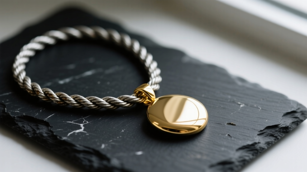 Close-up of a tarnished silver rope chain beside a polished 18k gold pendant necklace resting on a dark slate jewelry cleaning mat