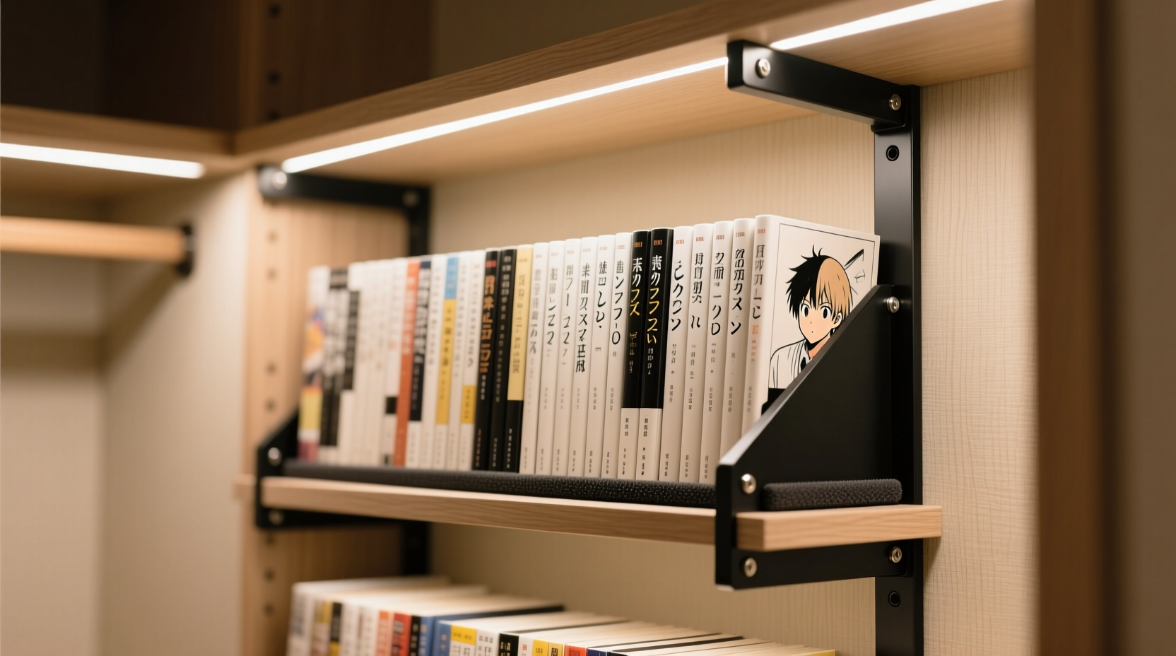 vertical manga storage without spine warping