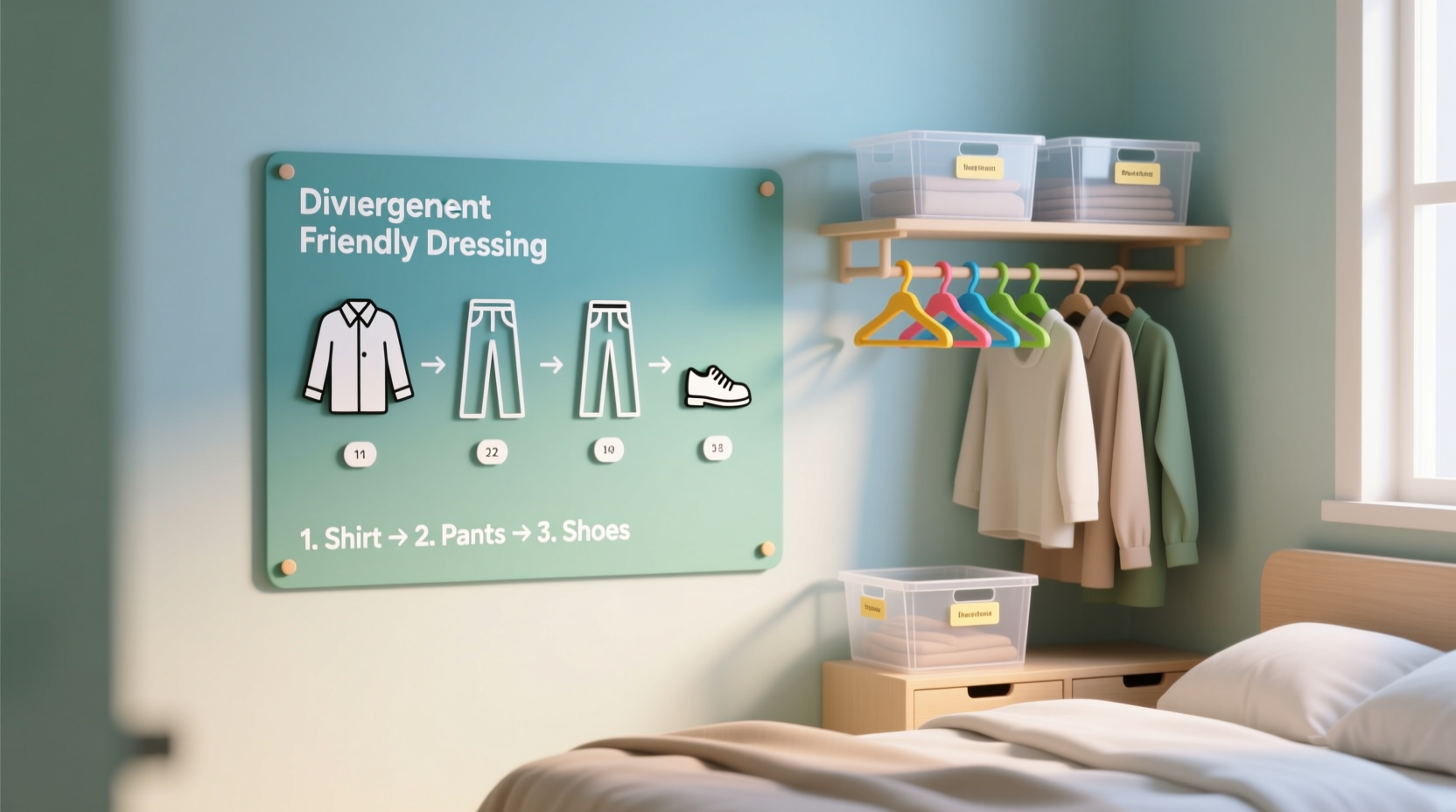 closet organization tips for neurodivergent dressing